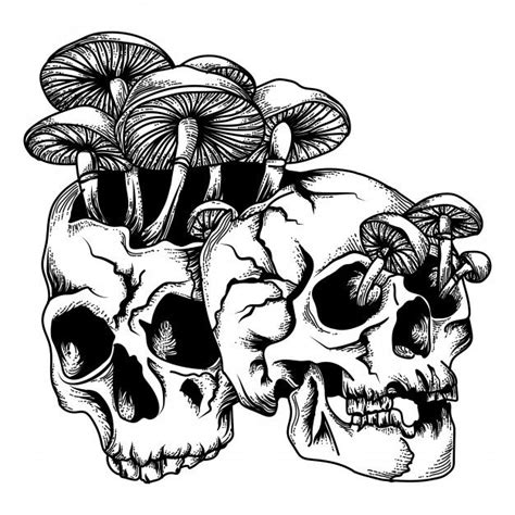 Trippy Black And White Mushroom