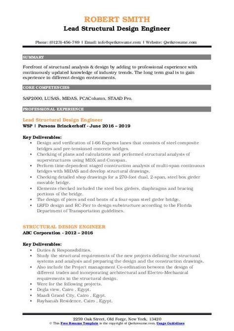 Structural Design Engineer Resume Samples | QwikResume