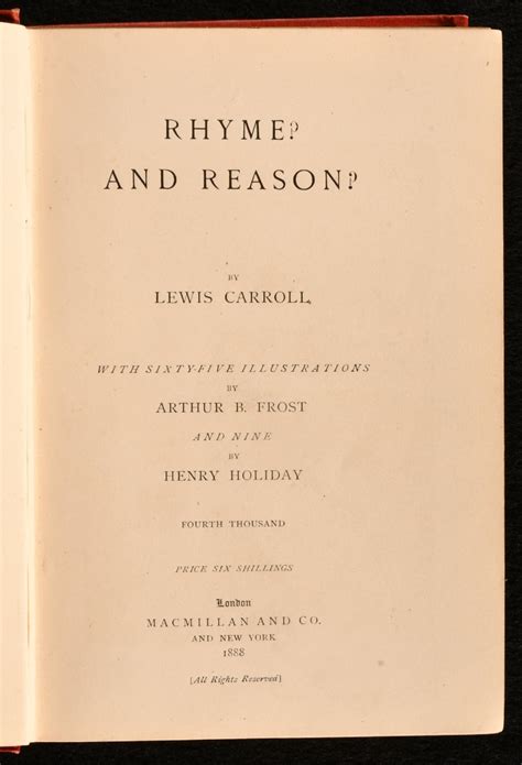 Rhyme And Reason By Lewis Carroll Very Good Cloth 1888 Rooke