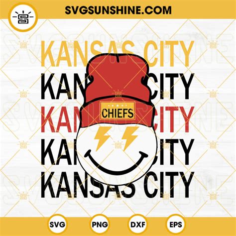 Kansas City Chiefs Smiley Face Beanie SVG Kansas City Football SVG PNG