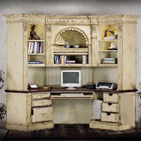 French Style Corner Desk Center W/ Hutch