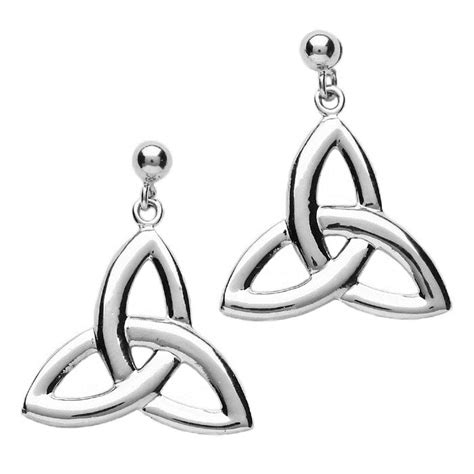 Medium Silver Trinity Knot Drop Earrings Celtic Earrings Rings From