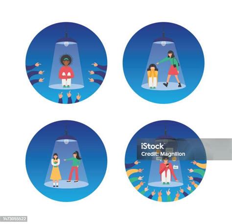set perundungan gadis remaja ilustrasi stok  gambar