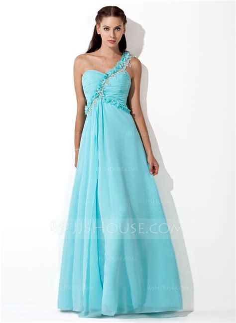 A Linie Princess Linie One Shoulder Tr Ger Bodenlang Chiffon