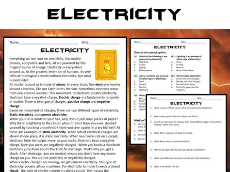 Electricity Reading Comprehension Passage And Questions Pdf