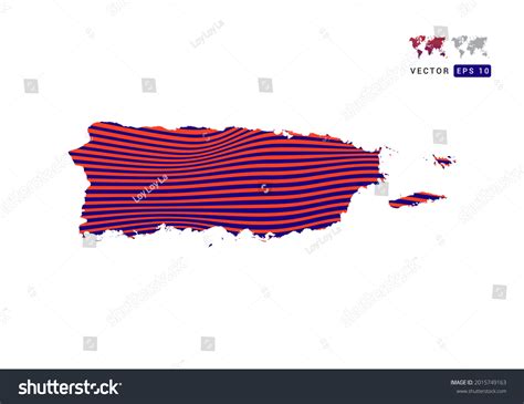 Puerto Rico Map Red Blue Abstract Stock Vector Royalty Free