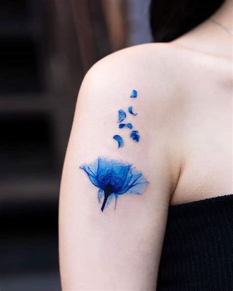 Blue Flower Tattoo Ideas Photos