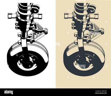 Stylized Vector Illustrations Of Aircraft Nose Landing Gear Close Up Stock Vector Image And Art