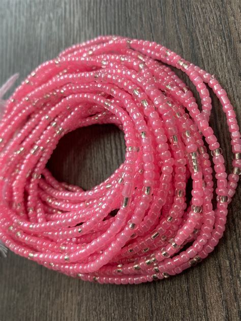 Pink And Clear African Waist Bead Belly Beads Seed Beads Ghana Waist