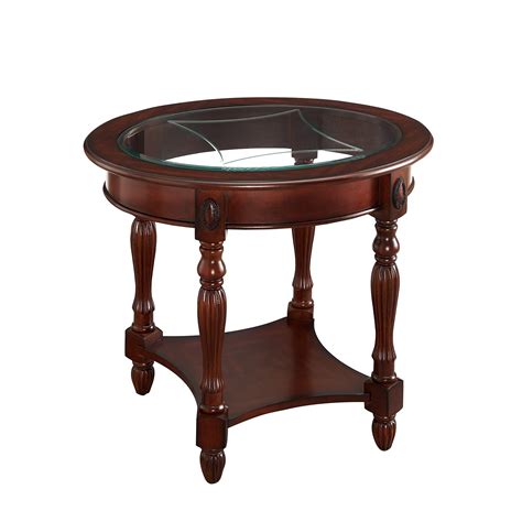 MODERION Solid Wood End Table With Tempered Glass Oval Sofa Side Table