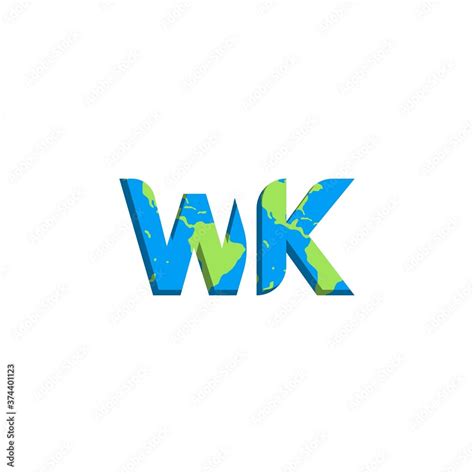 Initial WK Logo Design With World Map Style Logo Business Branding