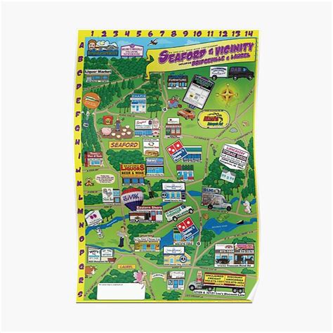 "Seaford, Delaware Cartoon Map" Poster for Sale by BigRandy | Redbubble