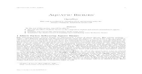 Aquatic Biomes OpenStax CNX Abiotic ActorsF In Uencing Aquatic Biomes