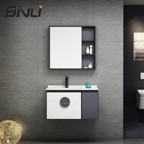 800mm White Space Aluminium Bathroom Vanity Cabinet With Sintered Stone