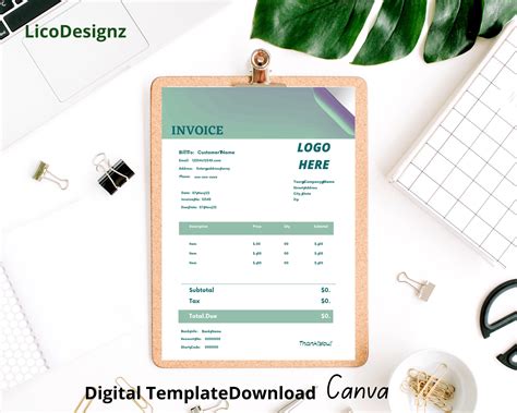 Digital Invoice Template - Etsy