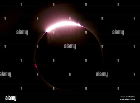 Total Solar Eclipse Visible Surface Of The Sun Upper Centre Shining Along The Edge Of The