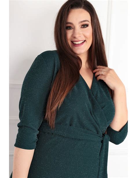 Szlafrokowa Sukienka Plus Size Voxi SHINE Midi Kolor Czerwony Kolor