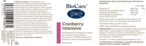 Cranberry Intensive Biocare Y Acacia Profesionales Productos Naturales