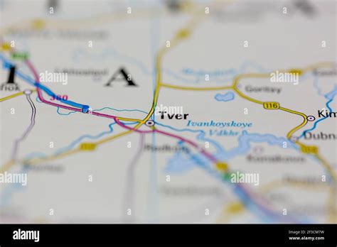 tver shown   geography map  road map stock photo alamy