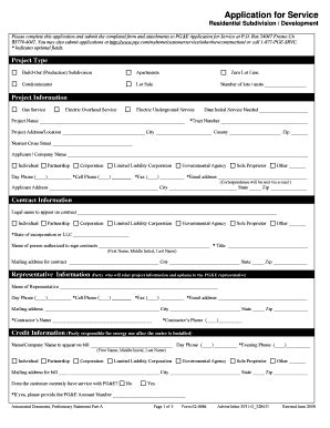 Application For Service Pacific Gas And Electric Company Fill And