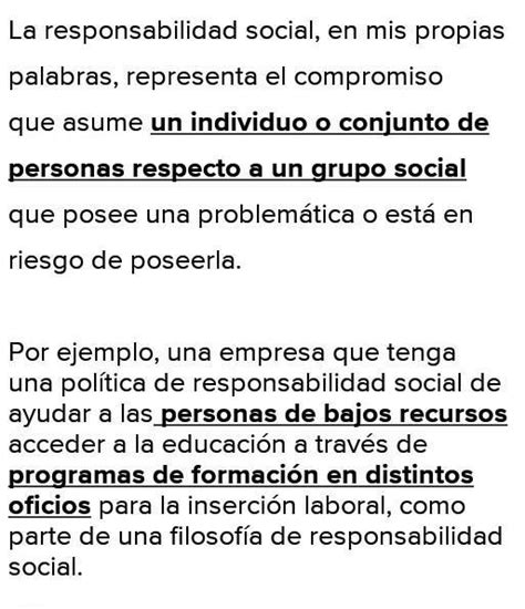 Expica Con Tus Propias Palabras Qu Ea Responsabilidad Social En Un