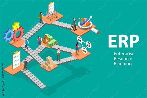 D Isometric Flat Vector Conceptual Illustration Of Erp Enterprise