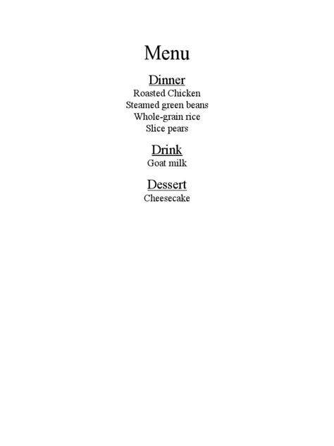 Eloise Menu | PDF