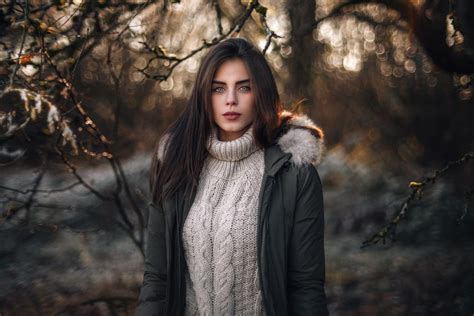 X Woman Brunette Model Depth Of Field Bokeh Girl