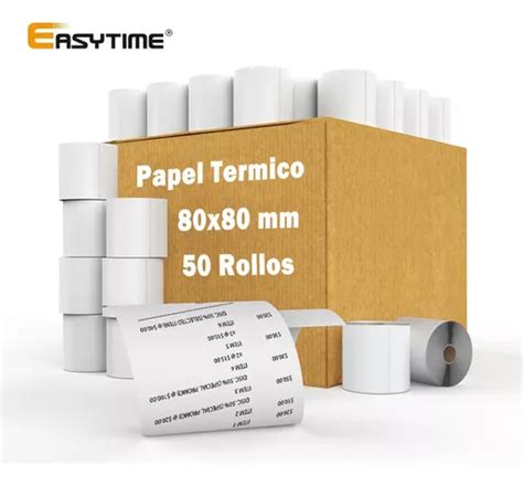 50 Rollos Papel Térmico 80x70 Impresora 80mm Recibos Con Iva Meses