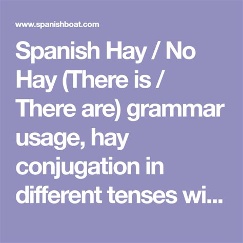 Spanish Hay / No Hay (There is / There are) grammar usage, hay ...