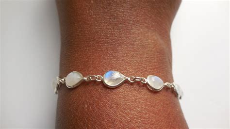 Rainbow Moonstone Bracelet Sterling Silver Bracelet Gemstone