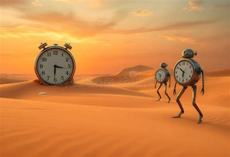 Surreal Melting Clocks in a Vast Desert Landscape – Dreamlike Time ...