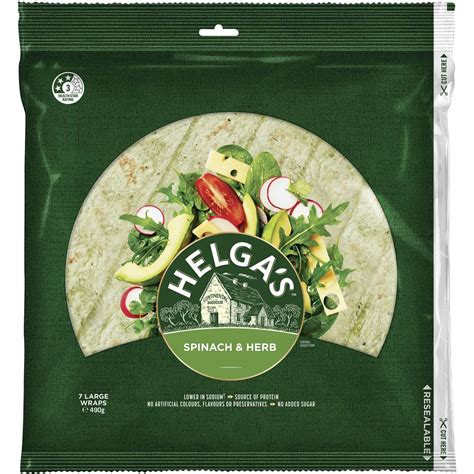 Helgas Spinach And Herb Wraps 7 Pack Woolworths