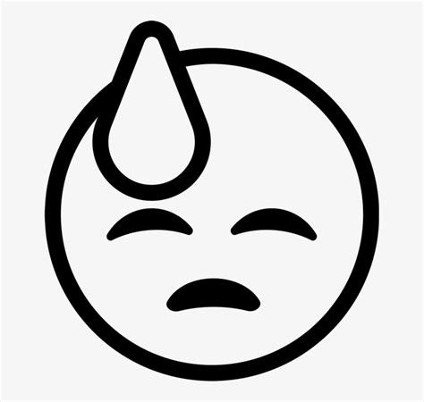 Cold Sweat Emoji Stamp Sweaty Emoji Black And White Png Image