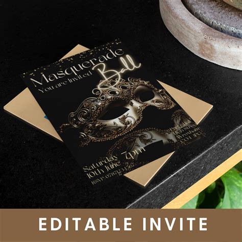 Masquerade Ball Editable Invitation Instant Download Masquerade Party ...