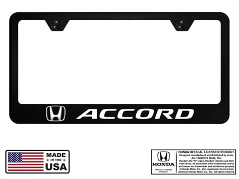 Honda Accord Black Unbreakable Polycarbonate License Plate Frame