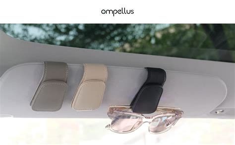 Ompellus Sunglasses Holder For Car Sun Visor Magnetic Genuine Leather Sunglass