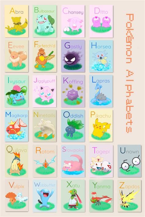 PRINTABLE Pokemon Alphabet Flashcard Double Sided Fan Art Digital