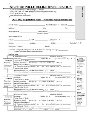 Fillable Online 2021 2022 Registration Form Please Fill Out All