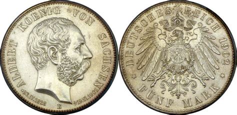 5 Mark 1902 E Albert 1873 1902 König von Sachsen Auf den Tod