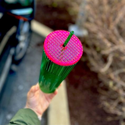 Other Starbucks Green Pink Grid Cold Cup 24 Oz Poshmark