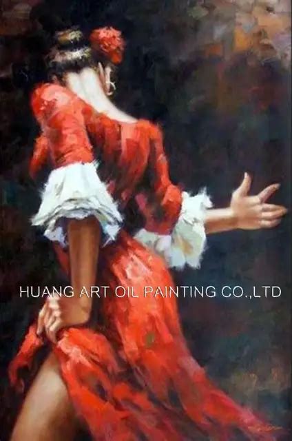 Sexy Red Dress Women Dancing Painting For Room Art Hand Painted High Quality Impression Flamenco