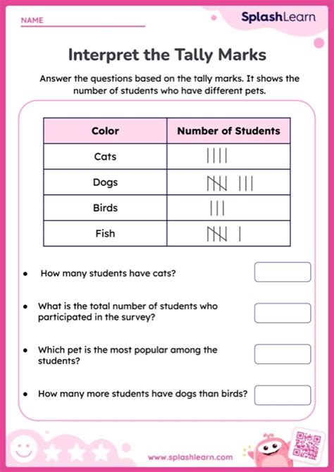 Interpret The Tally Marks — Printable Math Worksheet