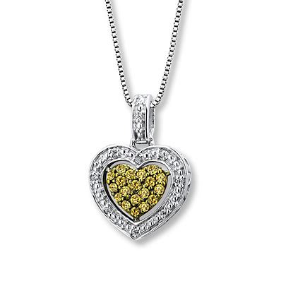 Kay Jewelers Yellow Diamond Necklace 1/6 ct tw Round-cut Sterling ...