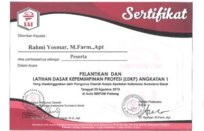 Sertifikat Ldkp Iai Document Repository Universitas Andalas