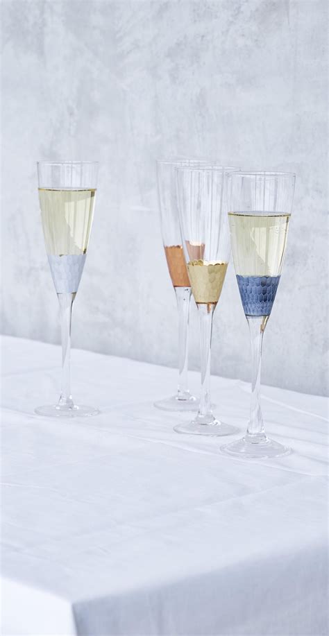 Mixed Metallic Set Of Four Champagne Glasses Oliver Bonas Champagne Glasses Tableware