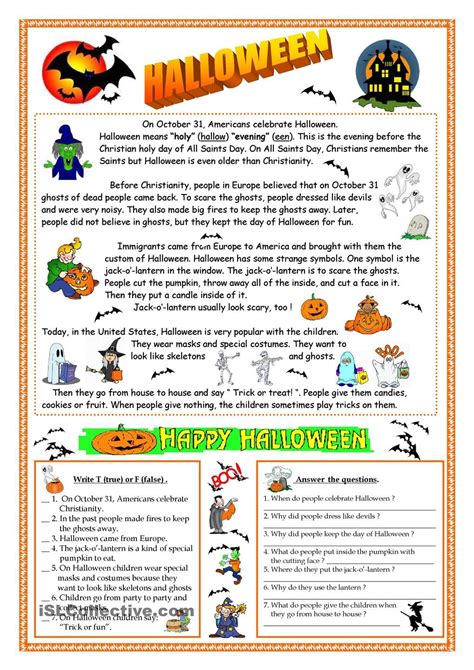 Free Printable Halloween Reading Worksheets