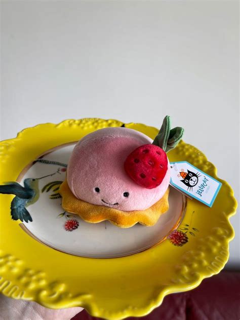 Authentic Jellycat Pretty Patisserie Dome Framboise Strawberry Mousse 5cm X 10cm Hobbies