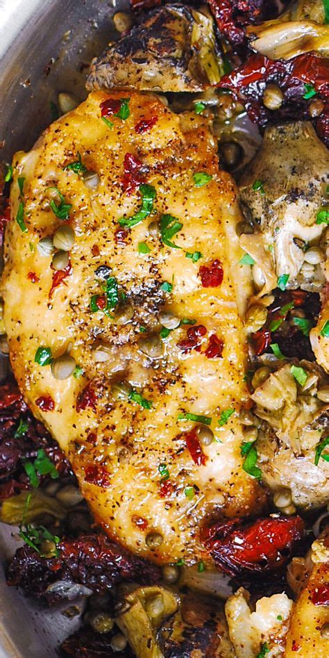 Mediterranean Chicken With Sun Dried Tomatoes Artichokes And Capers Chickenrecipes