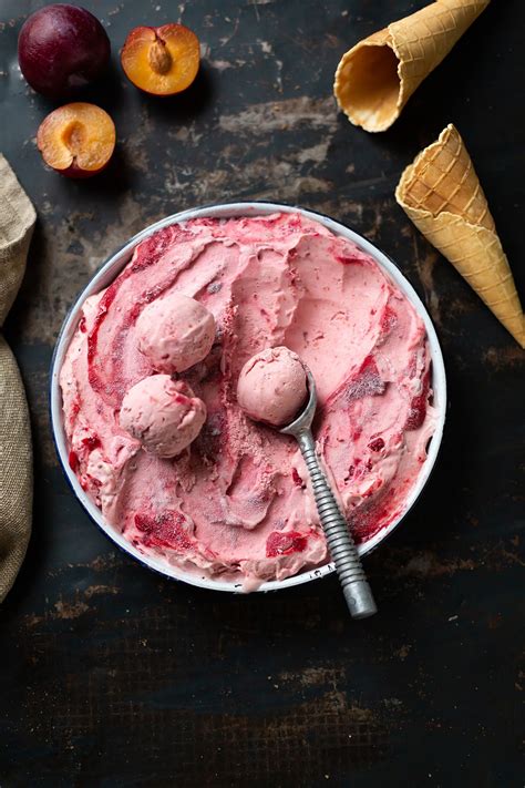 Roast Plum Ice Cream With Cinnamon And Bay Recipe Drizzle And Dip Recipe Plum Ice Cream Ice